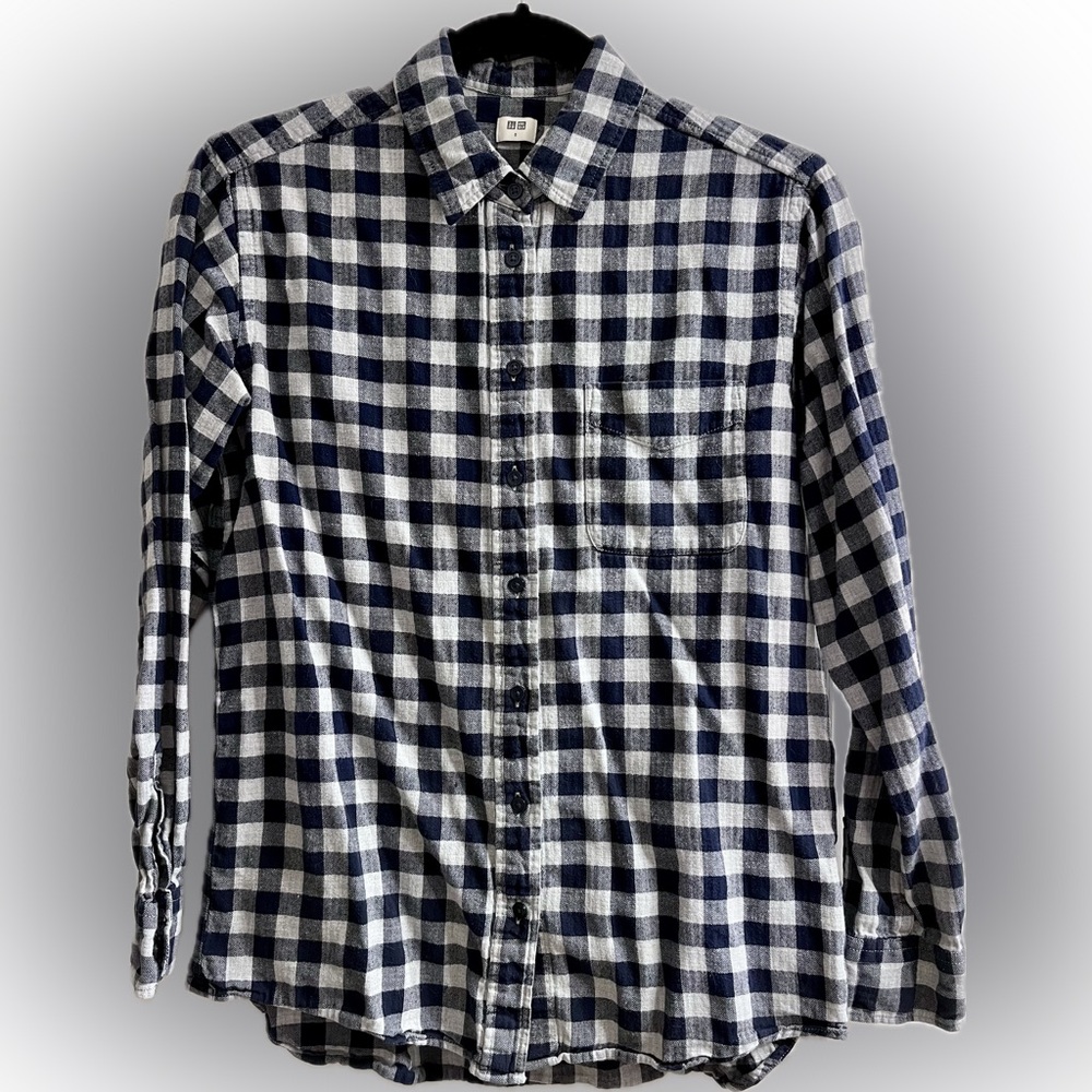 Uniqlo Blue Plaid Flannel Shirt, Size S